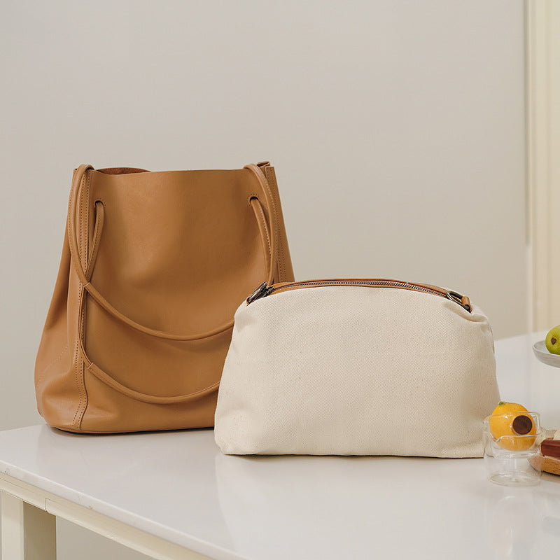 Women's Soft Cowhide Genuine Leather Large Capacity Commuter Tote Bags
