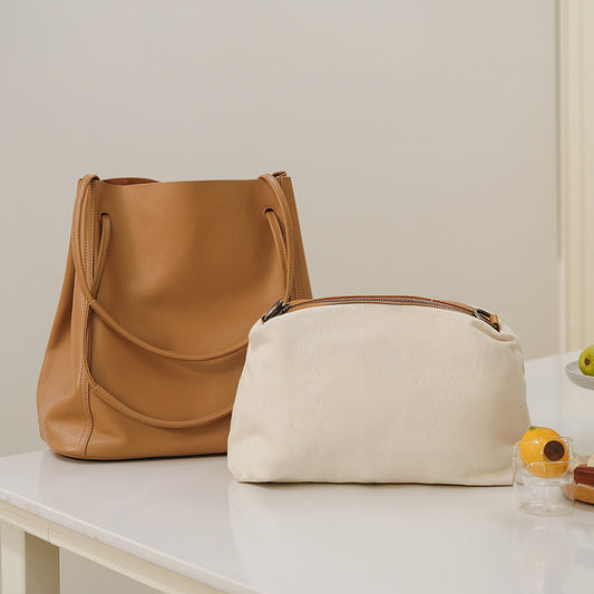 Women's Soft Cowhide Genuine Leather Large Capacity Commuter Tote Bags