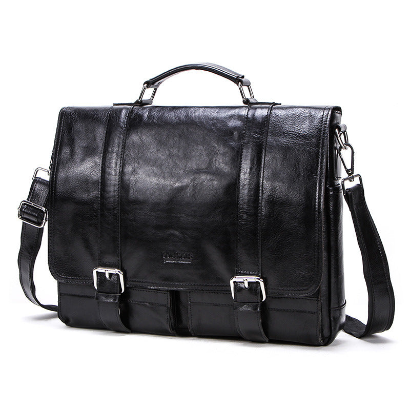 Men's Black Angel Leather Portable Business Large Men's Briefcases