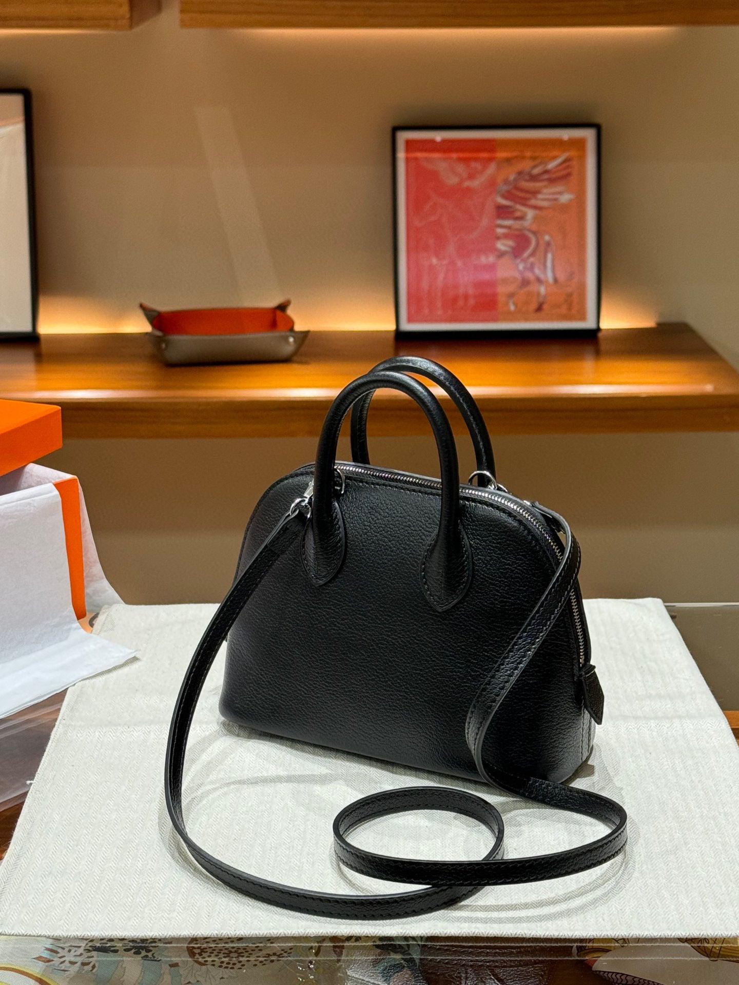 Women's Leather Bowling French Sheep Pattern First Crossbody Bags