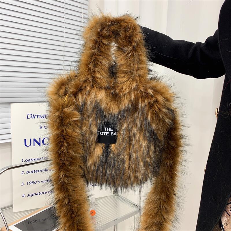 Raccoon Fur Plush Large Capacity Totes Tote Bags
