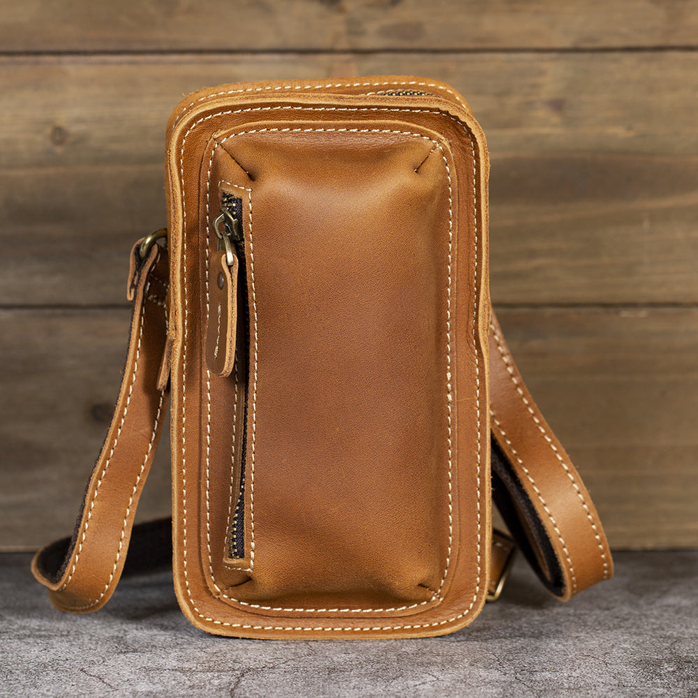 Men's Leather Vertical First Layer Cowhide Retro Bags