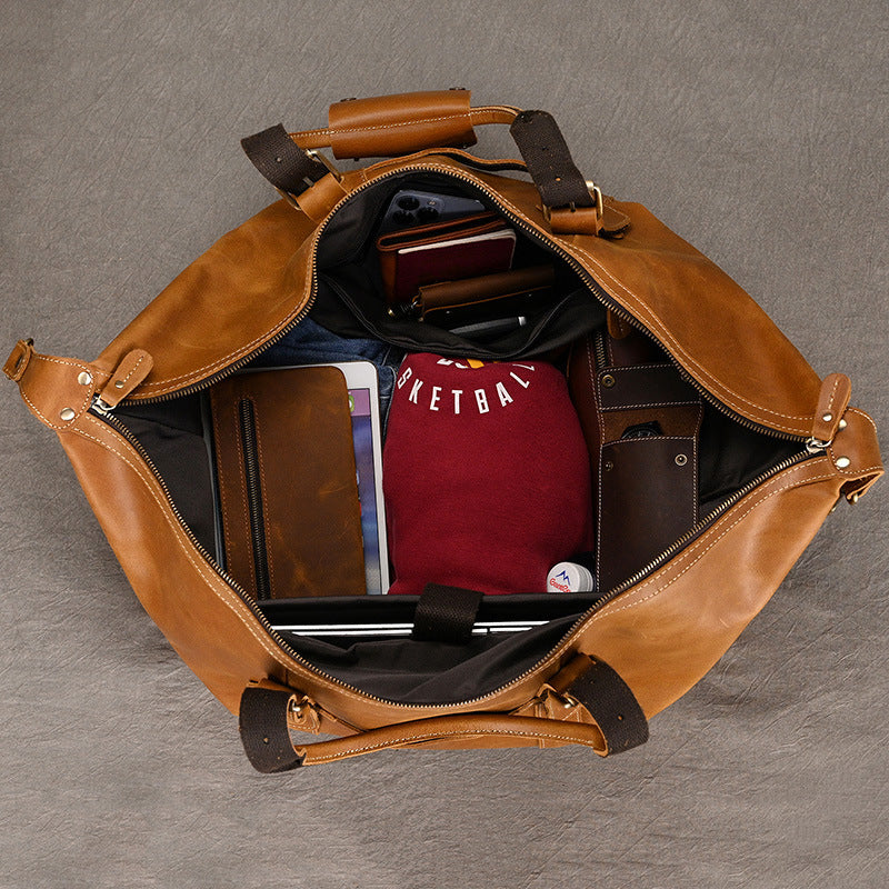 Capacity Leather Retro Crazy Horse Inch Travel Bags