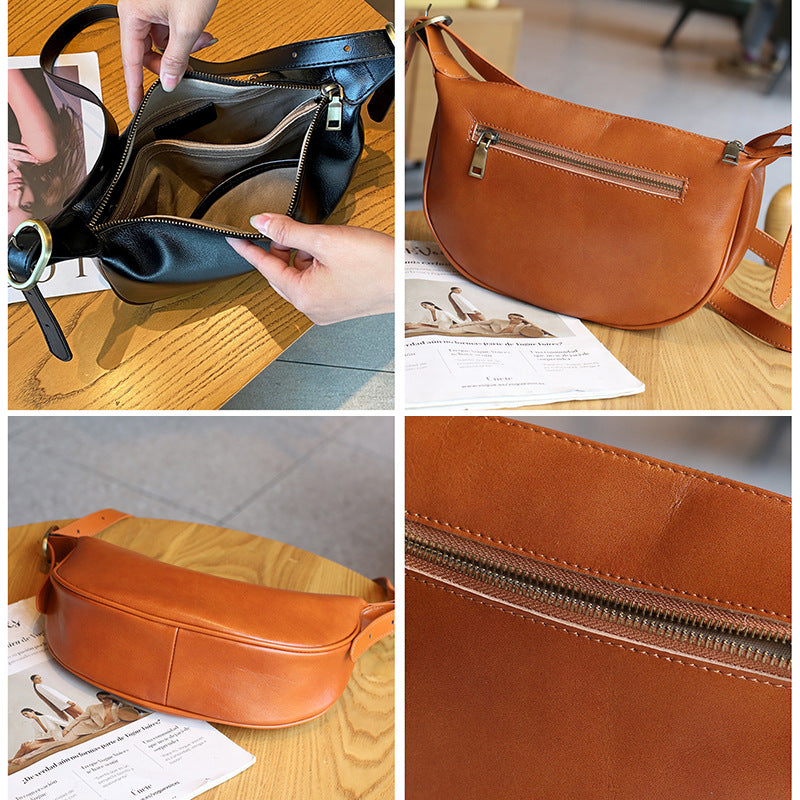 Women's First Layer Cowhide Retro Commuter Large Crossbody Bags