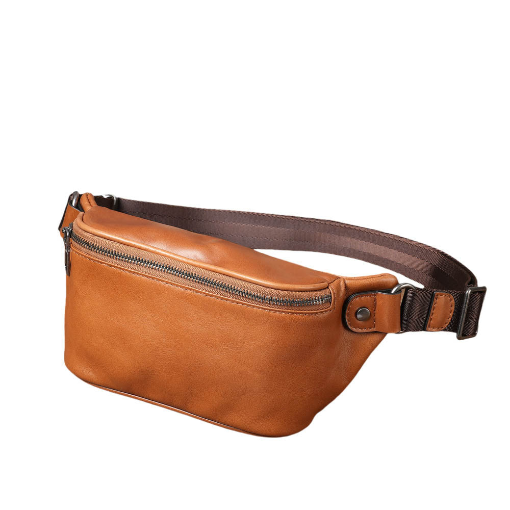 Men's Trendy Layer Cowhide Large Capacity Leather Men's Waist Packs