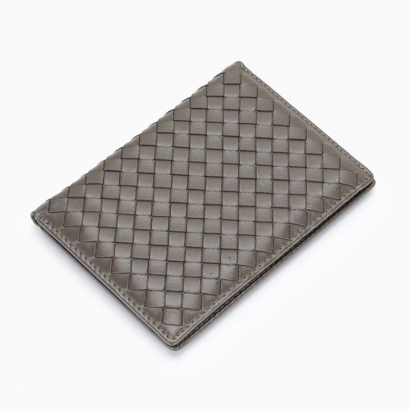Women's Sheepskin Woven Passport Genuine Leather Document Card Holder