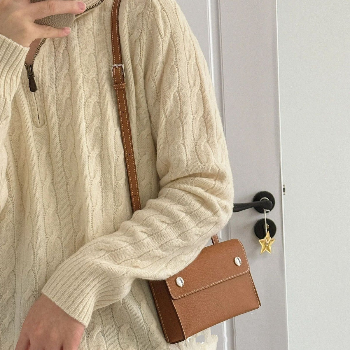Leather Palm Print Simple Commute Envelope Bags