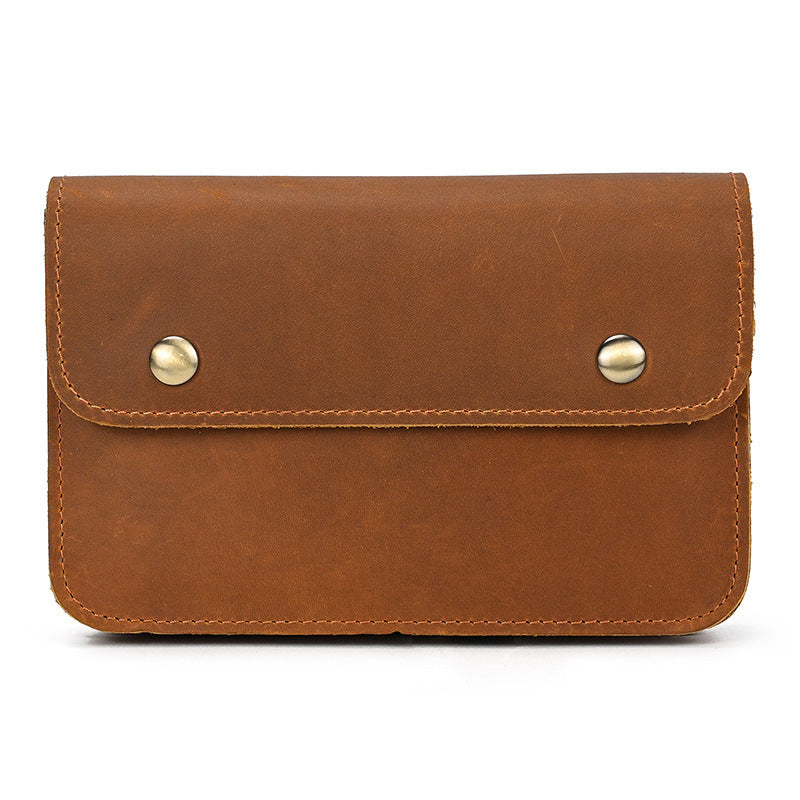 Crazy Horse Leather Cowhide Outing Mobile Men's Waist Packs