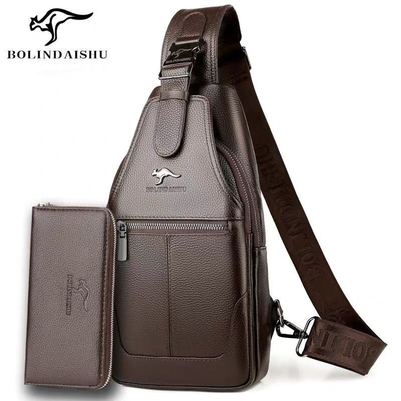 Men's Genuine Leather Cowhide Korean Fashion Men's Chest Bags