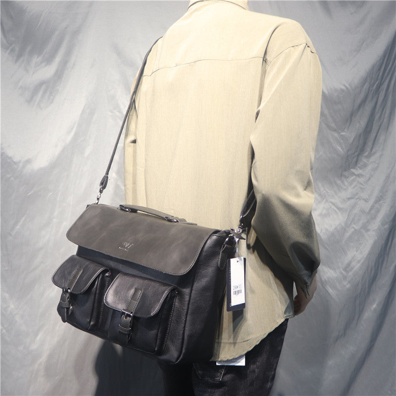 Women's & Men's & Green Horizontal Business Retro Large Men's Shoulder Bags