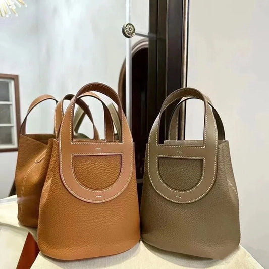 Women's First Layer Cowhide Pig Nose Vegetable Basket Bags