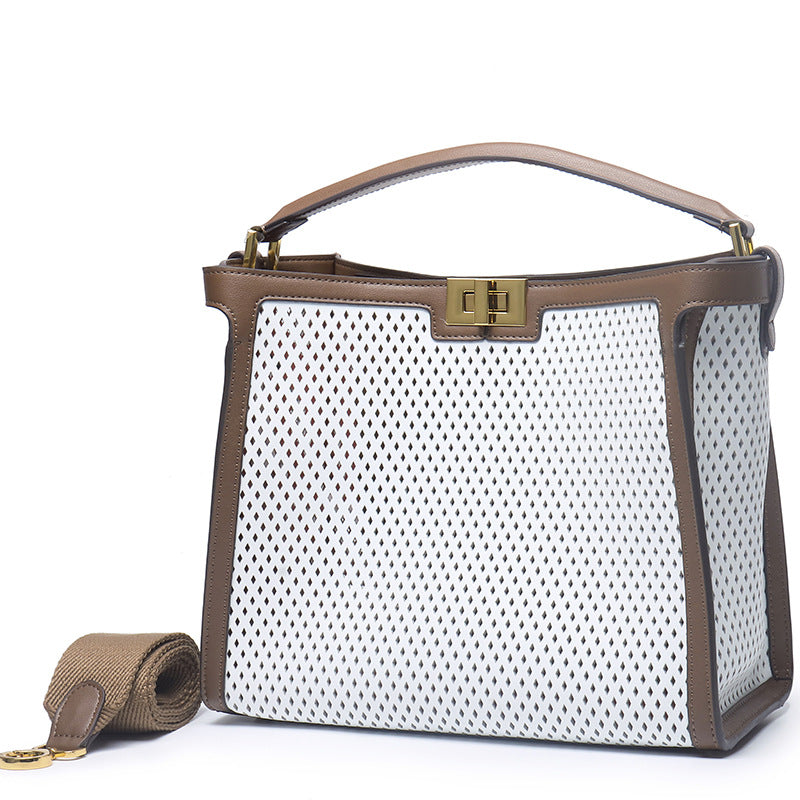 Women's Fashion Retro Contrast Color Versatile Large Handbags