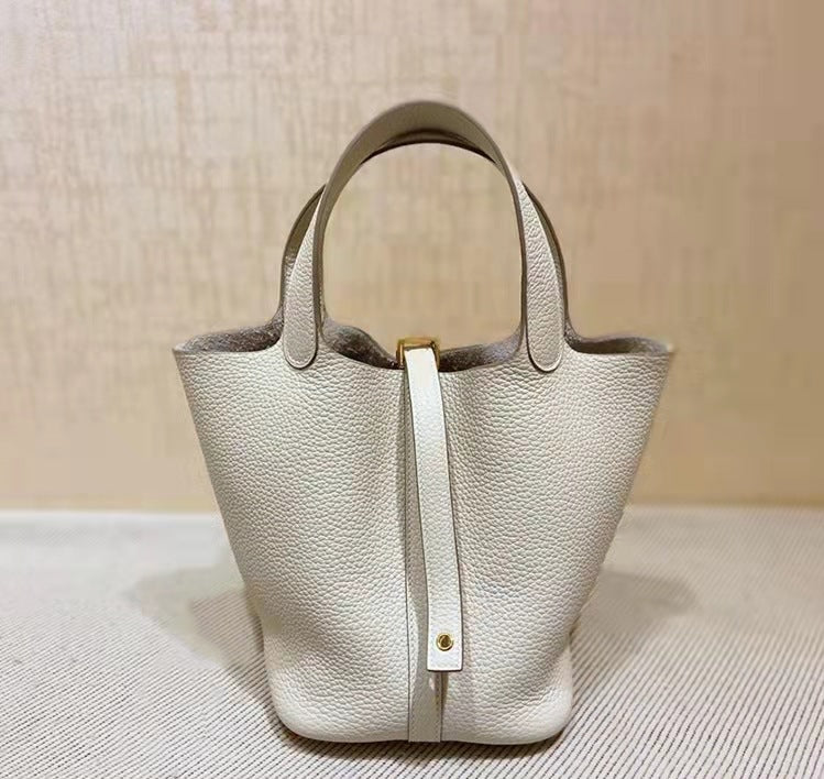 Women's Vegetable Basket Hand-held Lychee Pattern Cow Shoulder Bags
