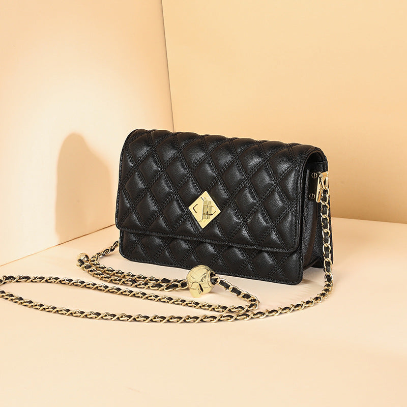 Women's Design Genuine Leather Fashion Chain Golden Crossbody Bags