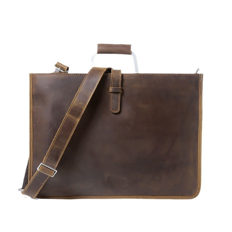 Men's Leather Genuine File First Layer Cowhide Men's Handbags