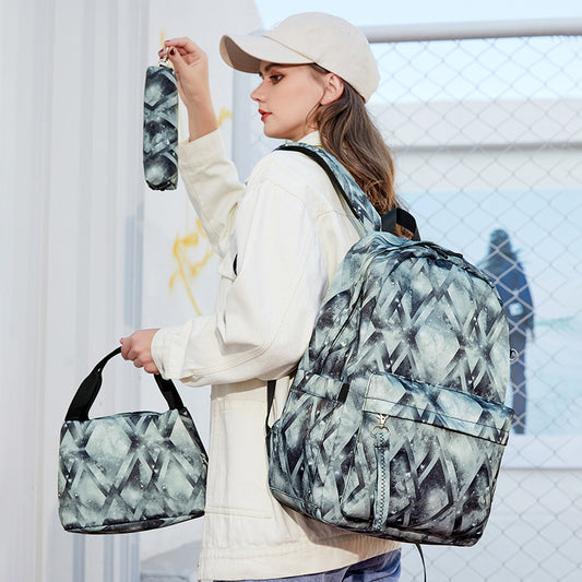 Women's Printed Three-piece Computer Nordic Style Backpacks