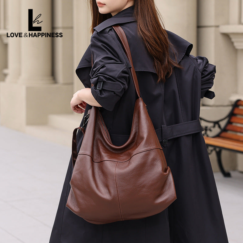 Women's Fashion Leather Retro Trendy Korean Style Large Shoulder Bags