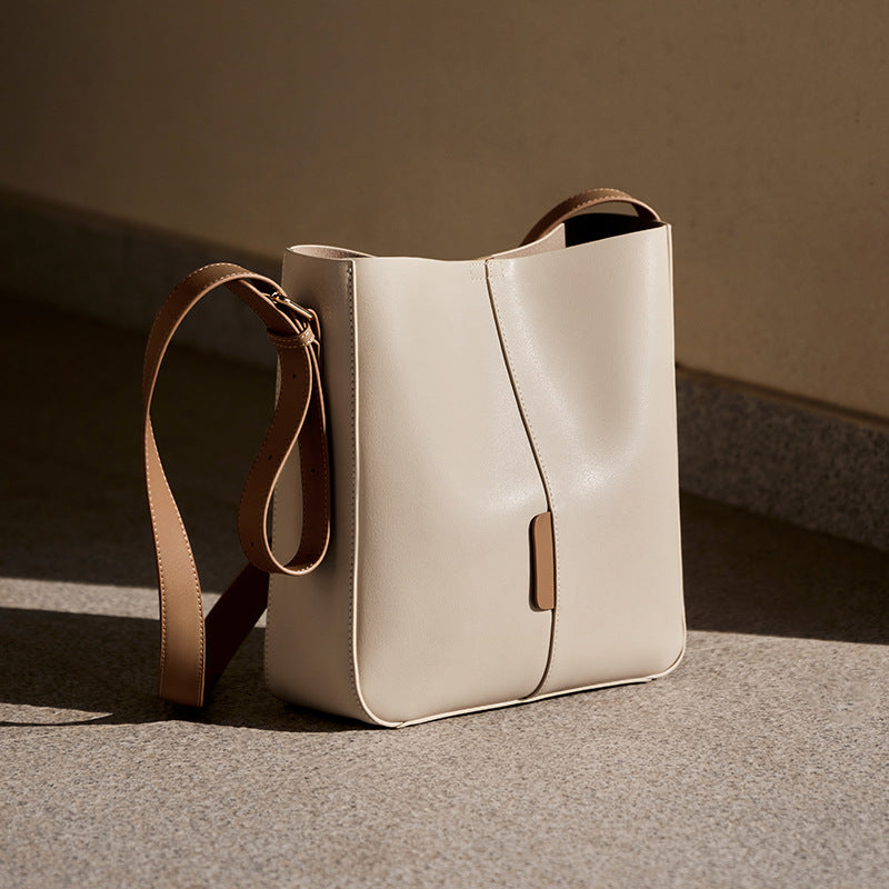 Women's Slouchy Summer High-grade Genuine Leather Bucket Bags