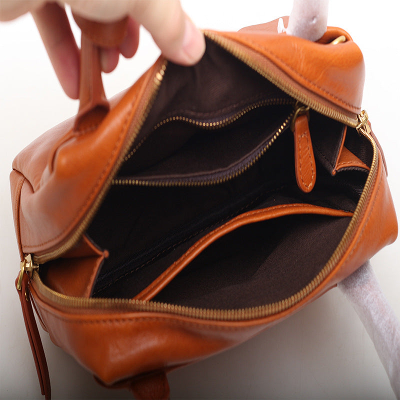 Women's Leather Retro Style Classic Imported Vegetable Shoulder Bags