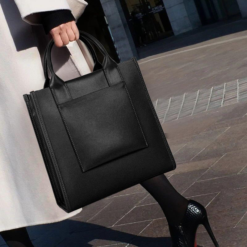 Women's Vertical Advanced Texture Niche Commuter Genuine Handbags