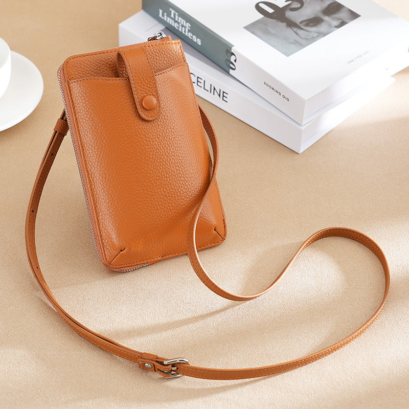 Leather Mobile High-grade First Layer Cowhide Trendy Phone Bags