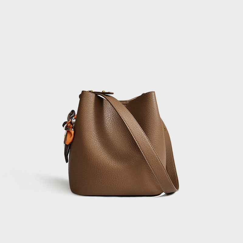 Women's Leather Free Silk Scarf Mother Advanced Bucket Bags