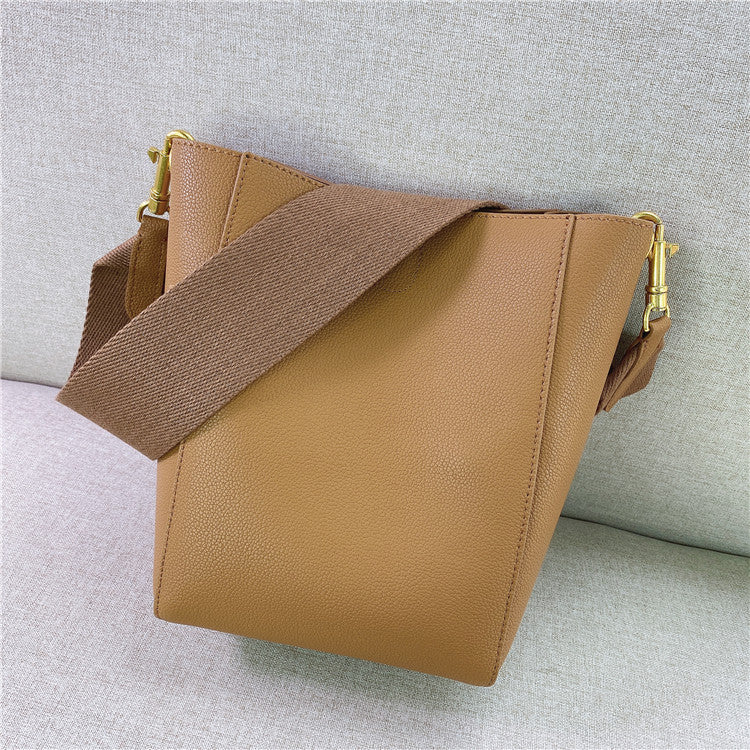 Women's Wide Strap Single Leather Simple Son Bags