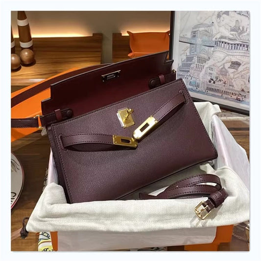 Women's Genuine Leather Clutch Elegant French High-grade Shoulder Bags