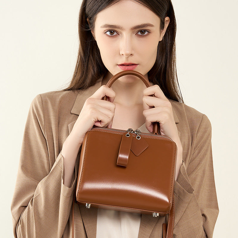 Cowhide Today Popular Advanced Texture French Shoulder Bags