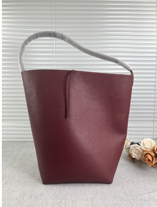 Leather First Layer Cowhide Lychee Pattern Bucket Bags