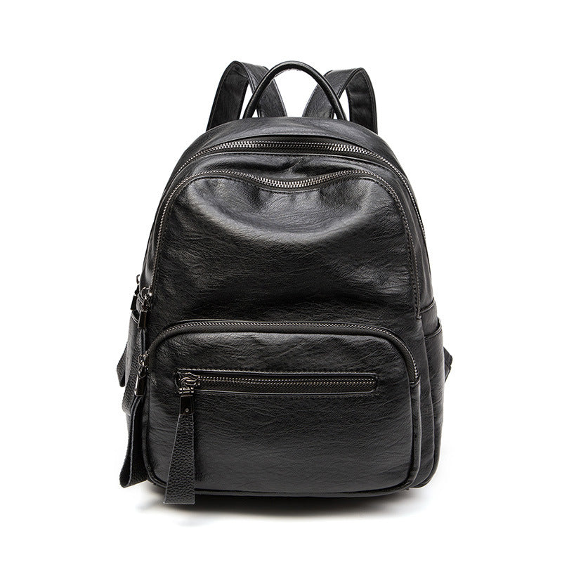 Women's Leather Fashionable Simple Texture Soft Lightweight Backpacks