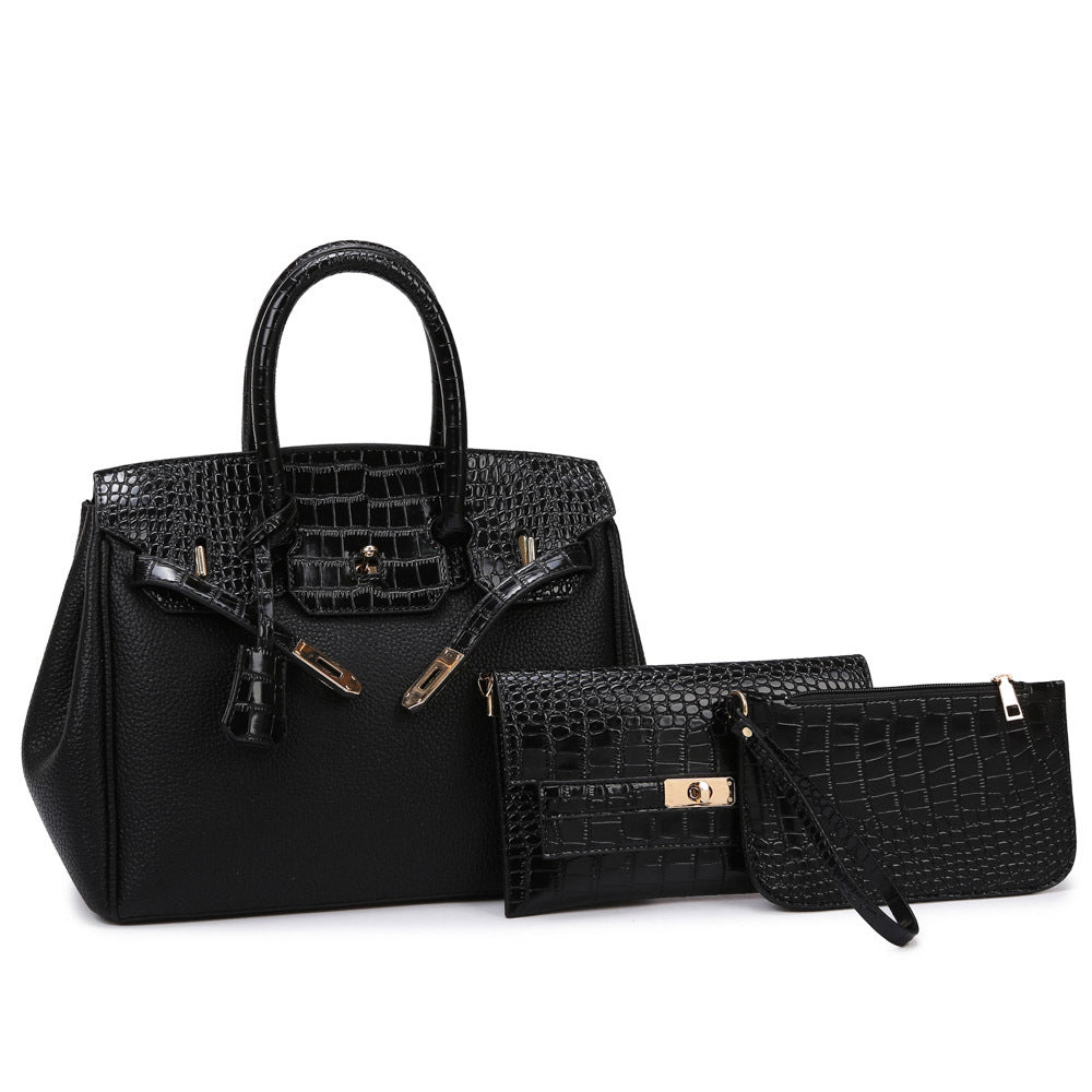 Women's Commuting Fashion Female Crocodile Pattern Stitching Shoulder Bags