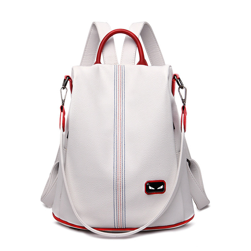 Sewing Line Western Style Female Leather Backpacks
