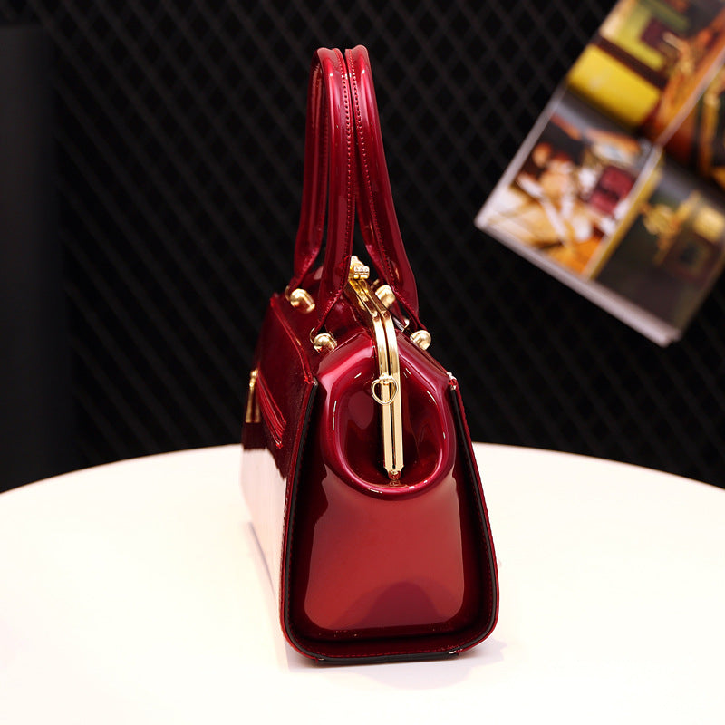 Women's Classic Bright Leather Large Capacity Handbags