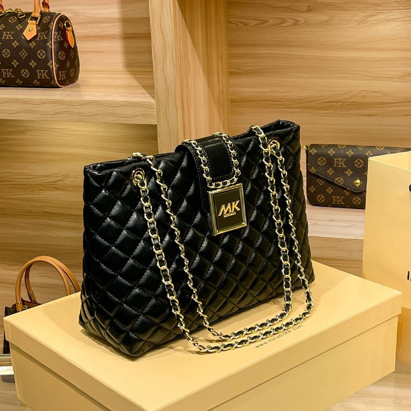 Women's Genuine Leather Rhombus Chain Large Capacity Crossbody Bags
