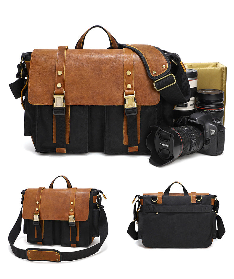 Men's Retro Oil Wax Canvas With First Men's Messenger Bags