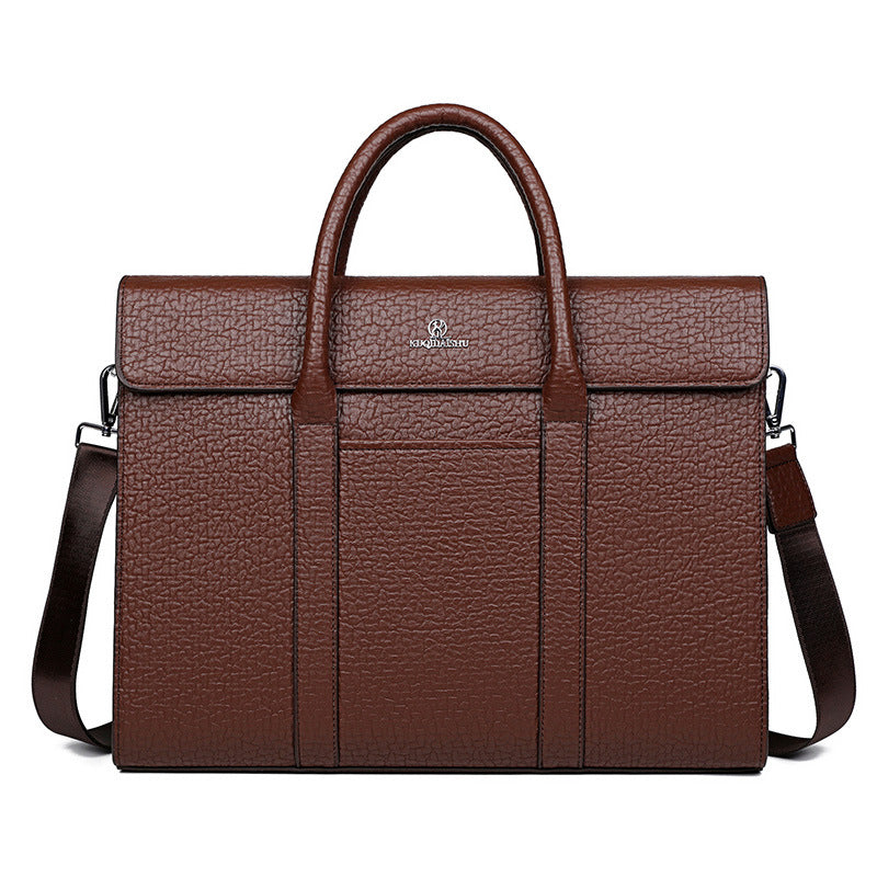 Men's Leather Large Capacity Horizontal Boutique Official Men's Briefcases