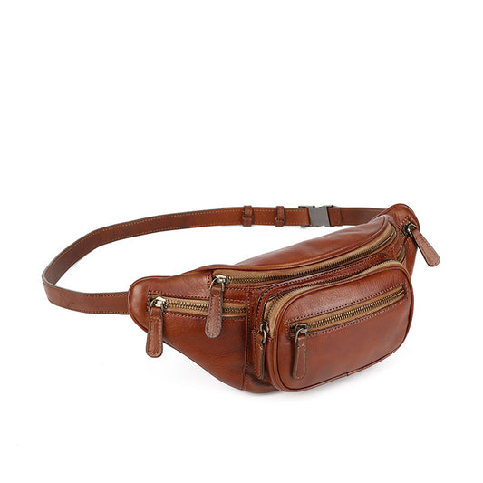 Women's & Men's & Retro First Layer Cowhide Motorcycle Men's Waist Packs