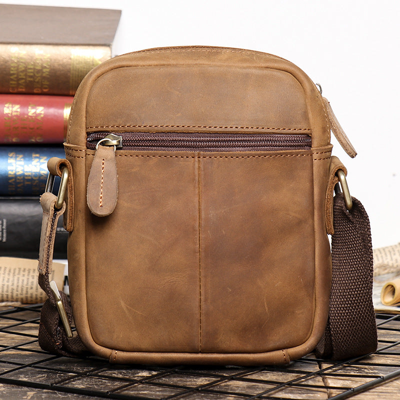 Men's Leather Crazy Horse Large Capacity Retro Men's Shoulder Bags