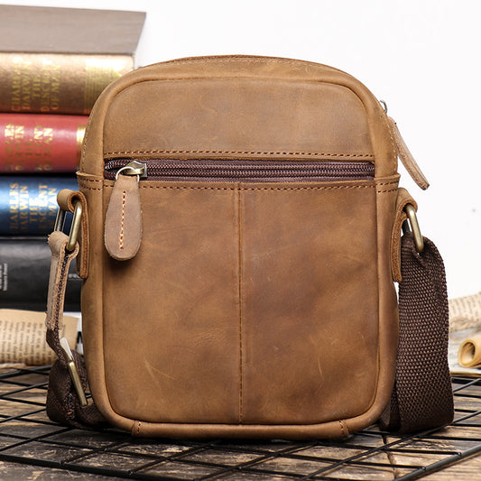 Men's Leather Crazy Horse Large Capacity Retro Men's Shoulder Bags