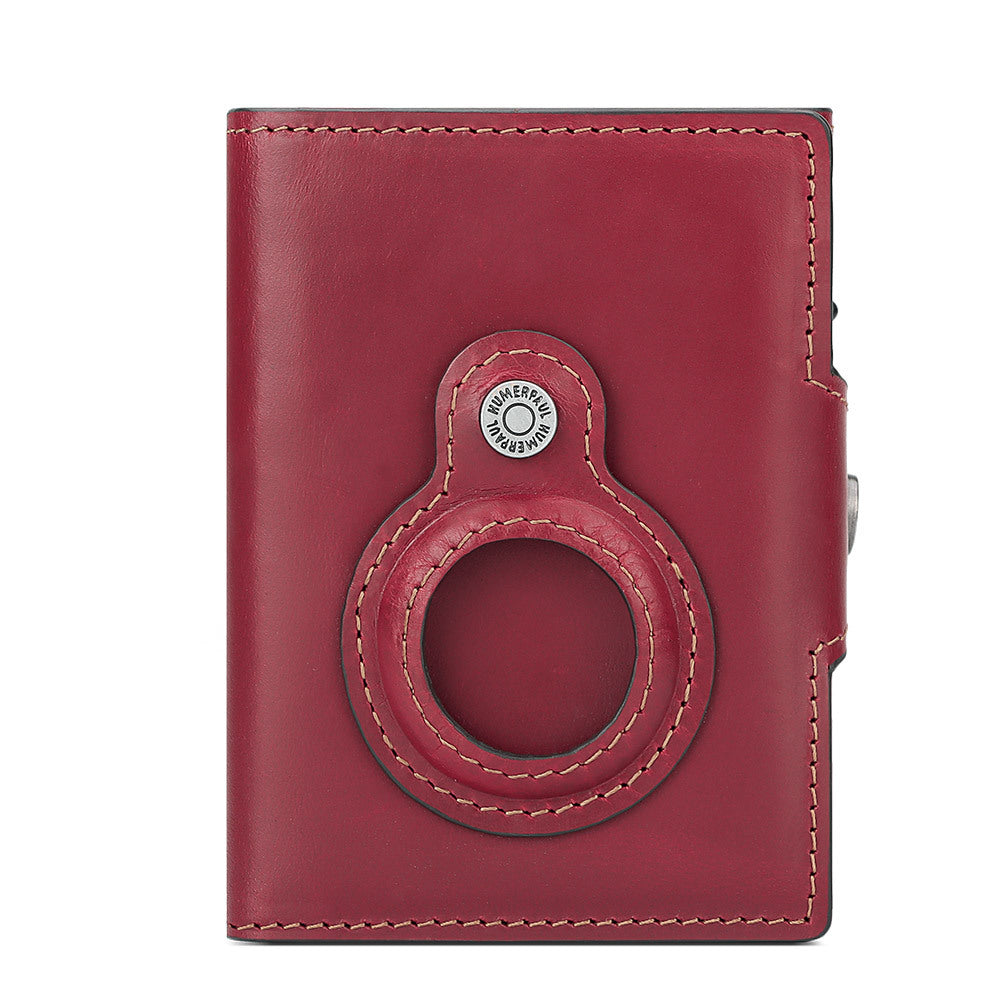 Layer Cowhide Automatic Delivery Metal Cartridge Card Holder
