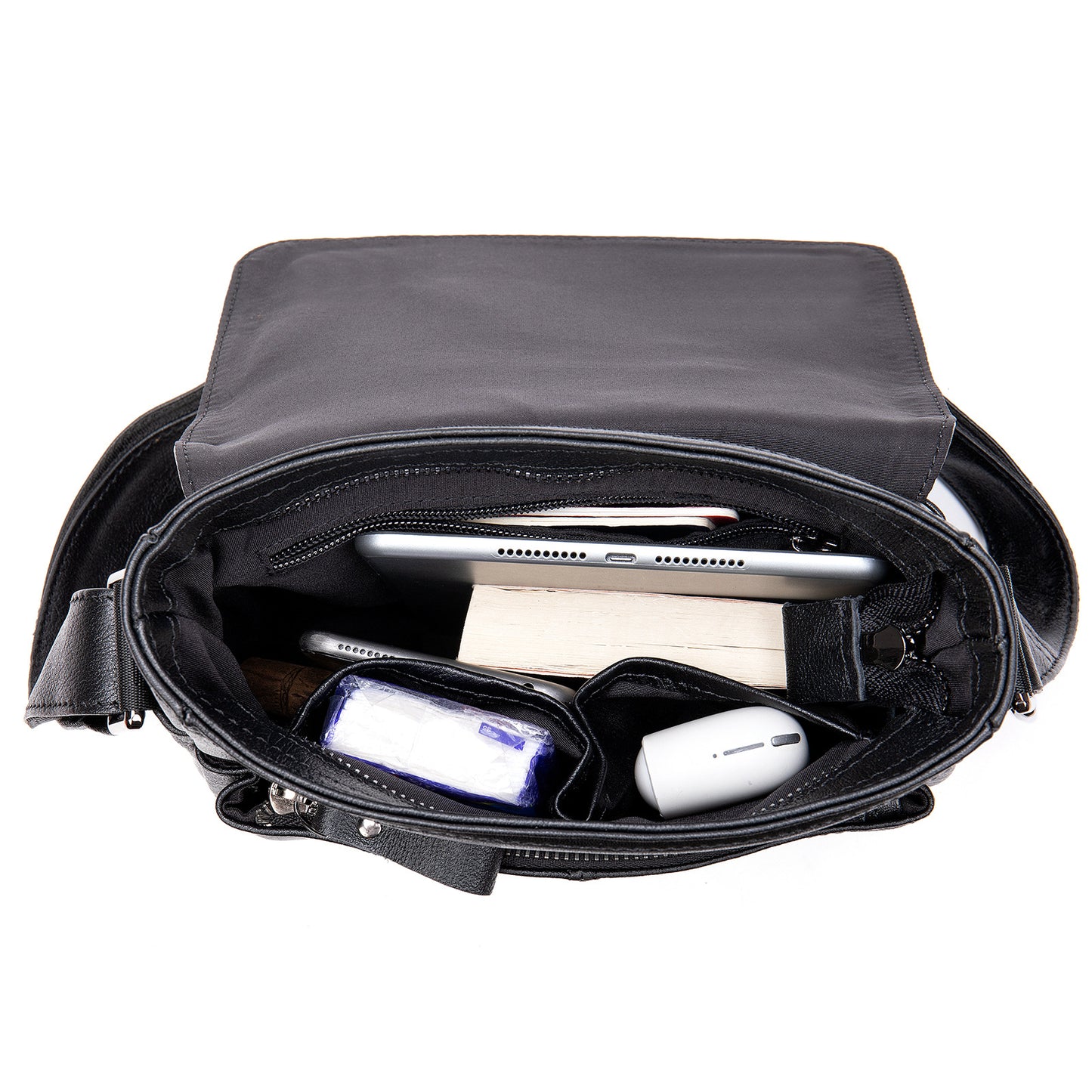 Men's Leather Magnetic Korean Style Top Layer Men's Messenger Bags