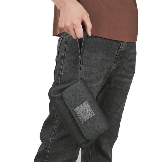 Women's & Men's & Zipper First Layer Cowhide Clutch Men's Handbags