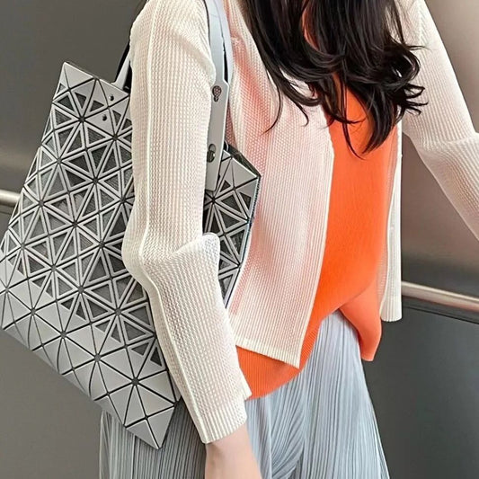 Women's Versatile Frosted Hollow Rhombus File Fashion Bags