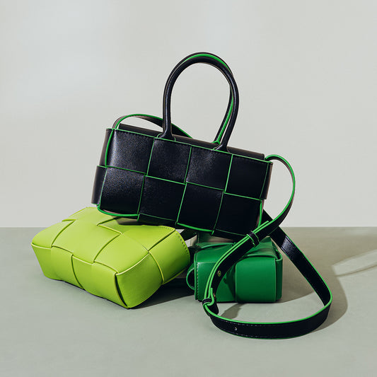 Women's Korean Genuine Leather Woven Design Fashion Bags
