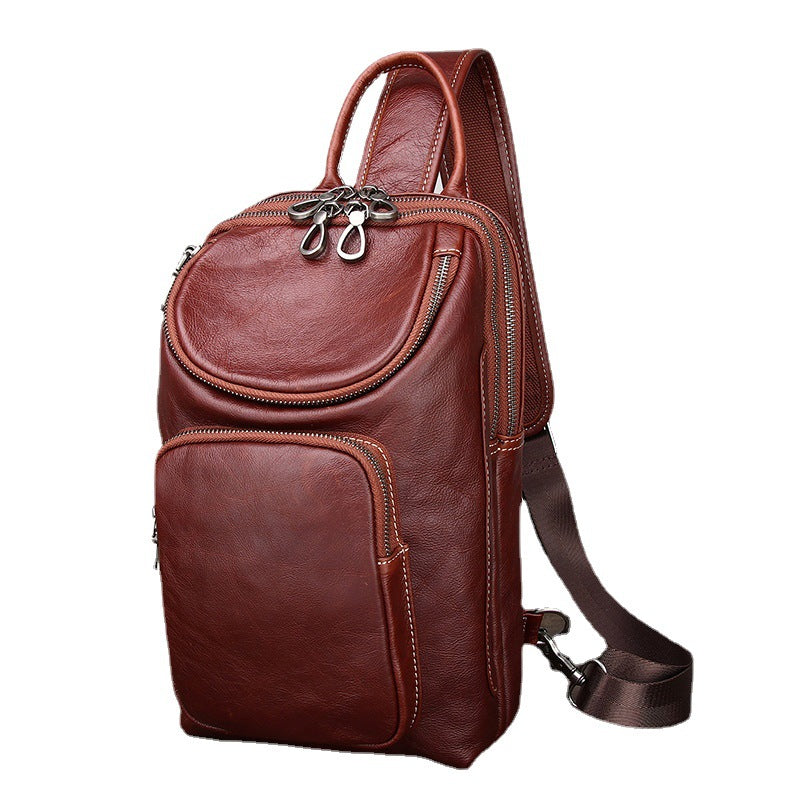 Men's Leather Large Capacity Fashion Trend Compartment Men's Chest Bags