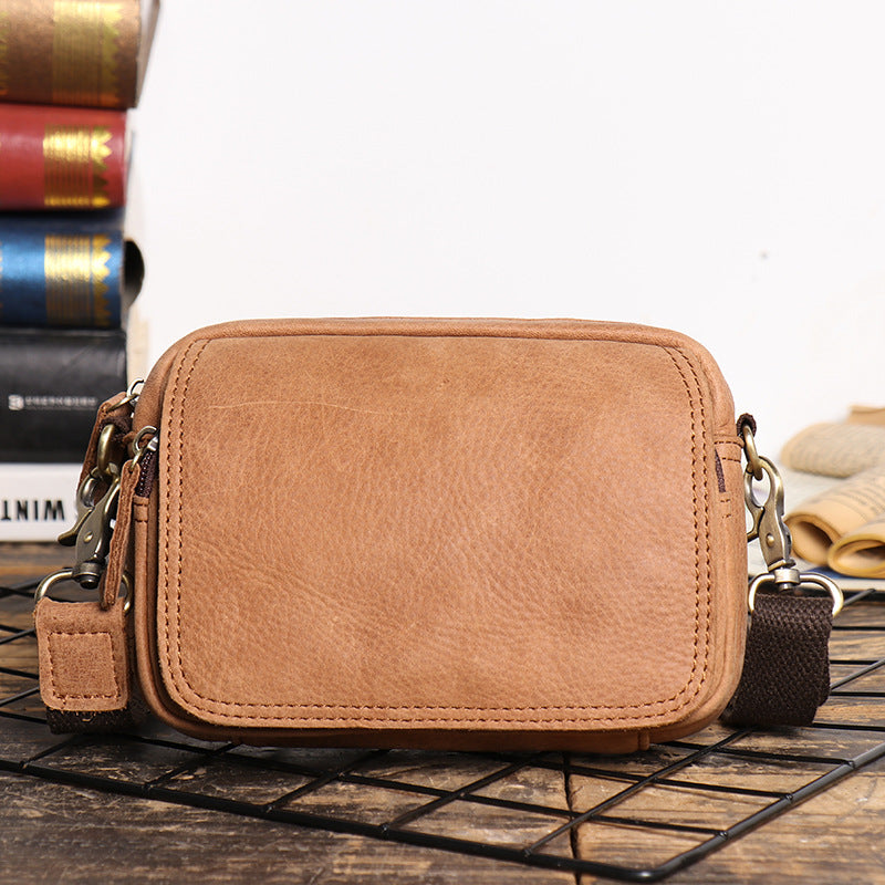 Men's Retro Frosted Leather Mobile Pouch Men's Messenger Bags
