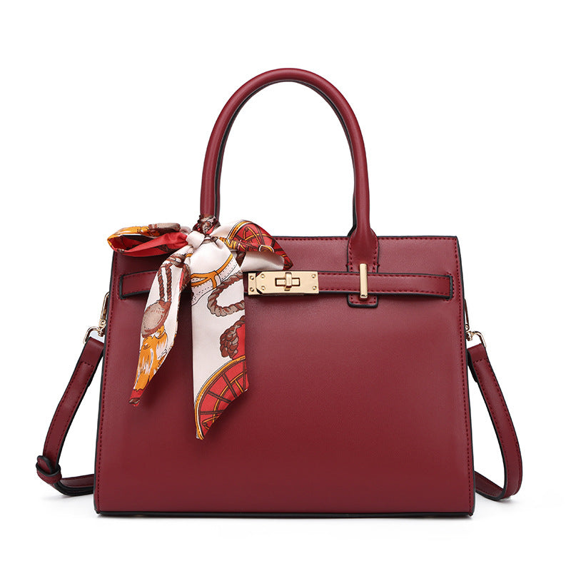 Women's Mom Portable Cowhide Elegant Mother-in-law Red Shoulder Bags