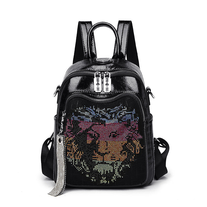 Women's Fashion Korean Style Diamond Letters Soft Backpacks