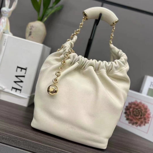 High Texture Pleated Soft Cowhide Chain Bags